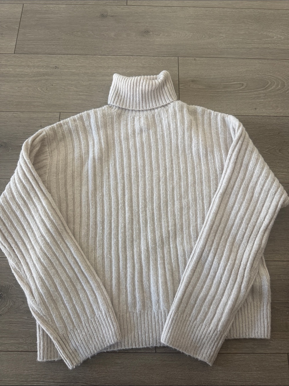 H&M Ribbed Turtleneck Sweater - Light Cream